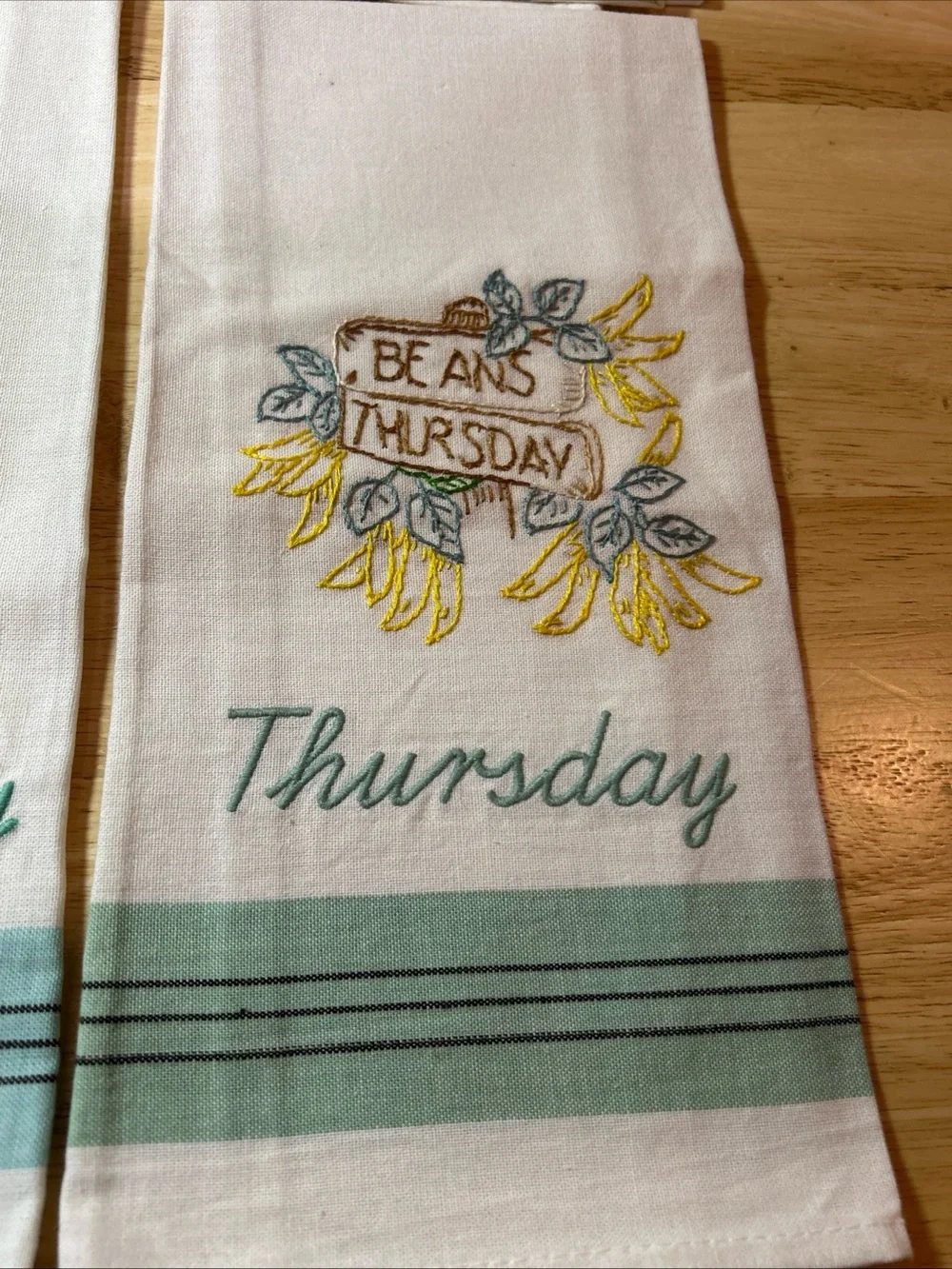 Martha Stewart Kitchen Dish Towels Days of the Week Embroidered Vegetable Granny